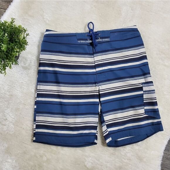 J. by J. Crew Flex Blue Striped Swim Boardshorts, Size 30 - Picture 1 of 8